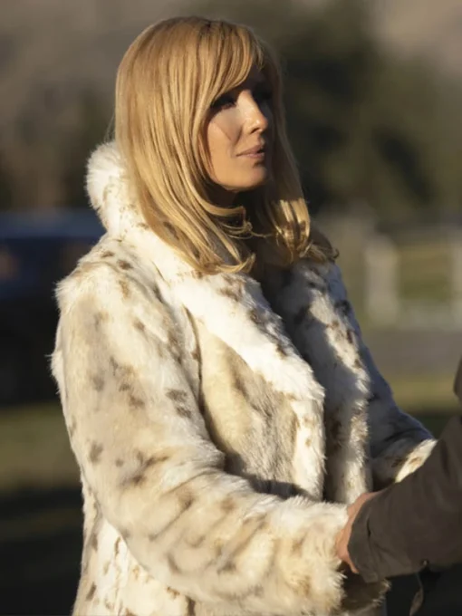 Beth Dutton Yellowstone Snow Lynx white Faux Fur Coat