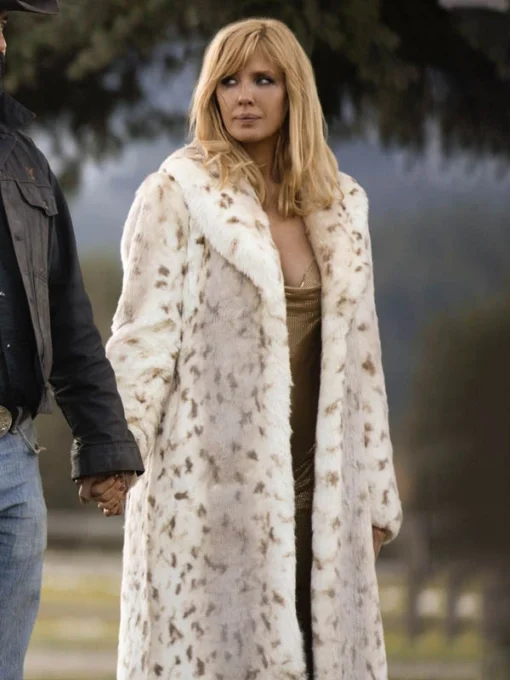 Beth Dutton Yellowstone Snow Lynx white Faux Fur Coat