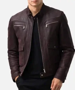 Men's Asher Dark Maroon Leather Jacket