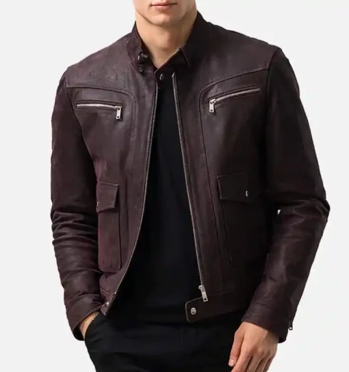 Men's Asher Dark Maroon Leather Jacket