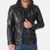 Mens Black Genuine Buffalo Leather Jacket image