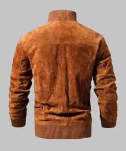 Mens Brown Suede Leather Bomber Jacket