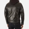 Mens Eriko Brown Hooded Genuine Buffalo Leather Jacket 1 image