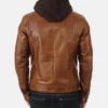 Mens Eriko Hooded Cognac Buffalo Leather Jacket 1 image