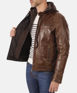 Men’s Hooded Dark Brown Jacket