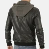 Mens Jimmy Black Hooded Genuine Lambskin Leather Jacket 1 image