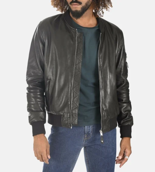 Men’s Black Removable Hooded Jacket - Image 2