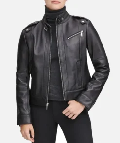 Women's Black Biker Leather Jacket