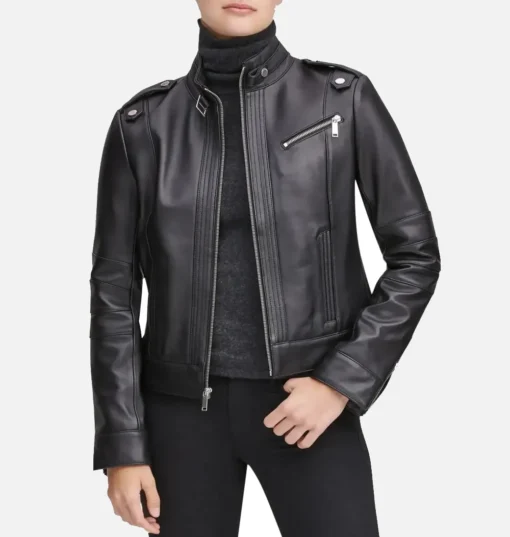 Women's Black Biker Leather Jacket