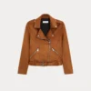 Womens Biker Suede Brown Leather Jacket