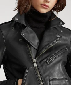 Women’s Black Biker Real Soft Leather Jacket