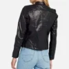 Womens Black Cafe Racer Black Leather Jacket 2 image