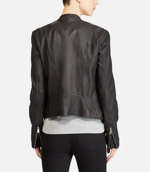 Women’s Biker Style Black Leather Jacket - Image 2