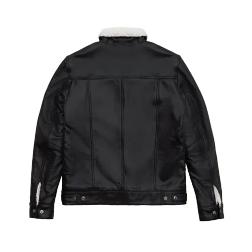 Women’s Black Shearling Trucker Jacket - Image 4