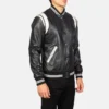 Men’s Black Leather Varsity Jacket