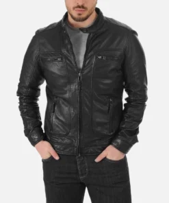 Men’s Black Leather Biker Jacket