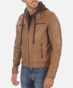 Men’s Tan Brown Hooded Jacket