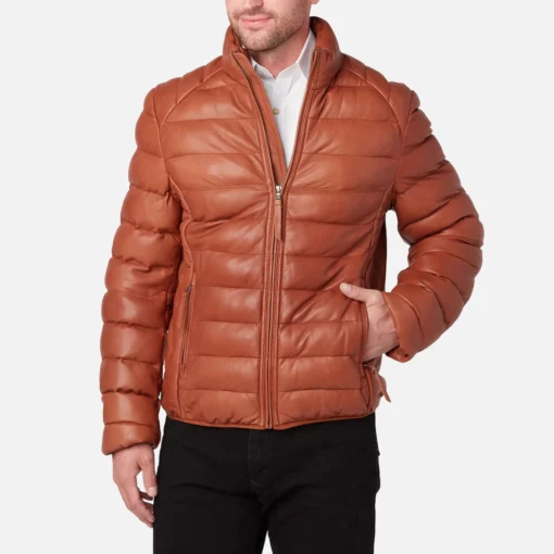Men's Western Brown Puffer Jacket